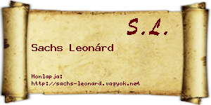 Sachs Leonárd névjegykártya