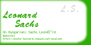 leonard sachs business card